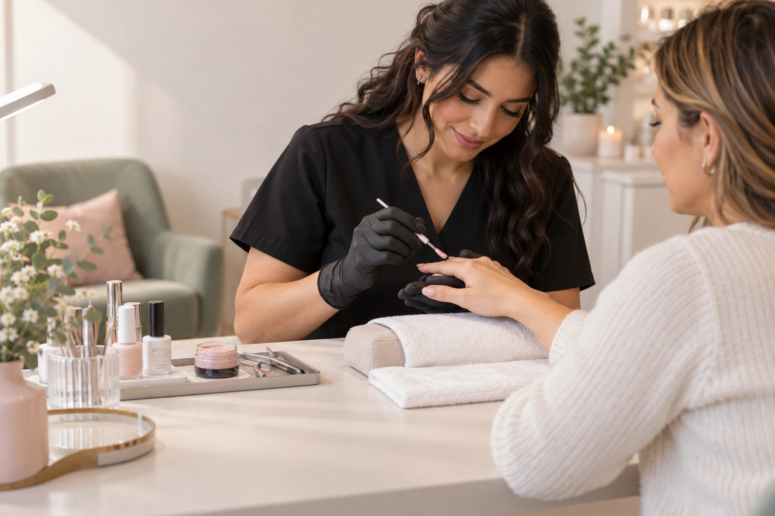 Escena de ambientación de una sesión de manicure