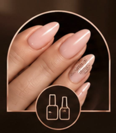 Diseño de uñas rosa con detalle brillante, referencia aprobada de Nails Studio