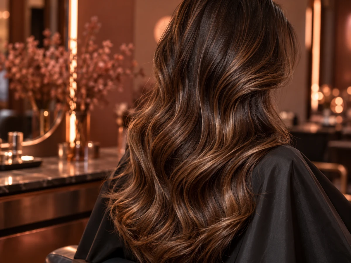 Cabello con ondas y reflejos cálidos
