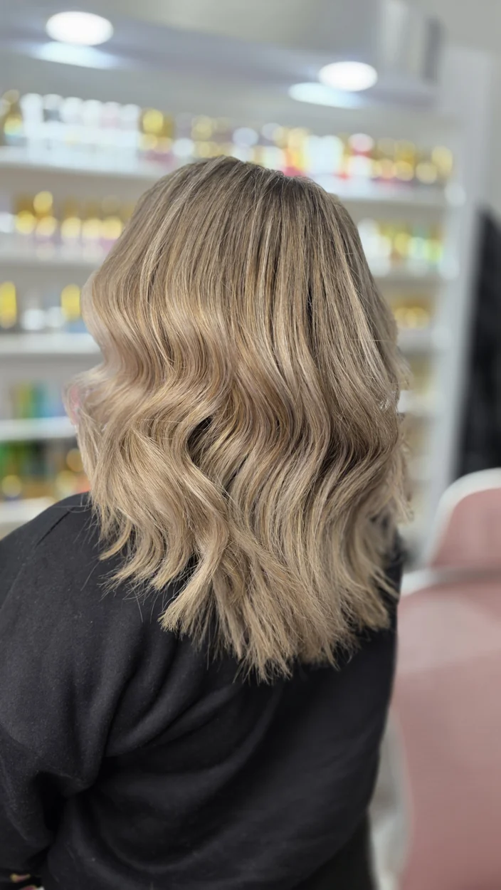 Cabello con ondas y tonos cálidos. Trabajo de Nails Spa by Ela.